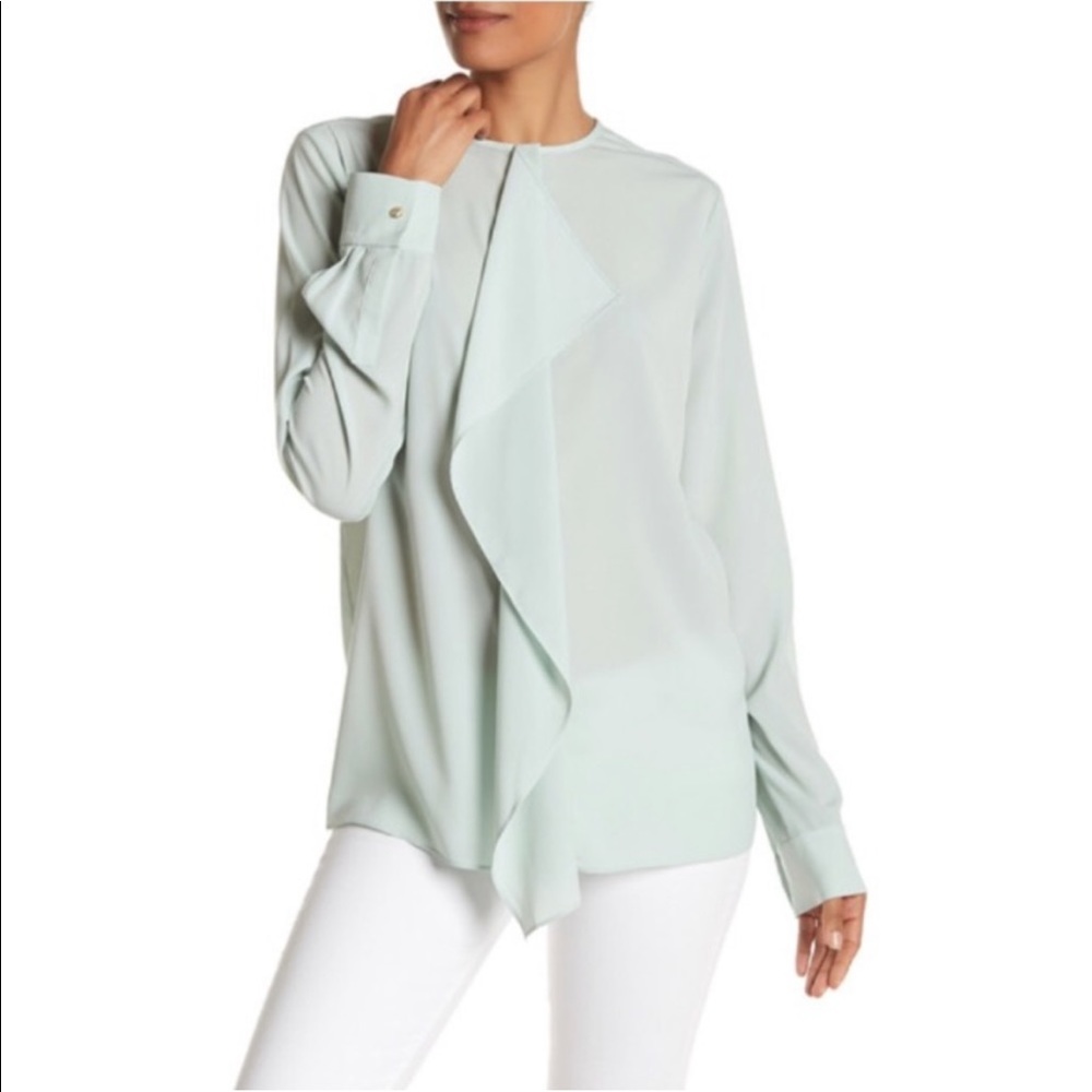 MARCHESA ROSE Ruffle Long Sleeve Blouse L